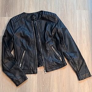 Lefties Faux Leather Jacket Black Size M